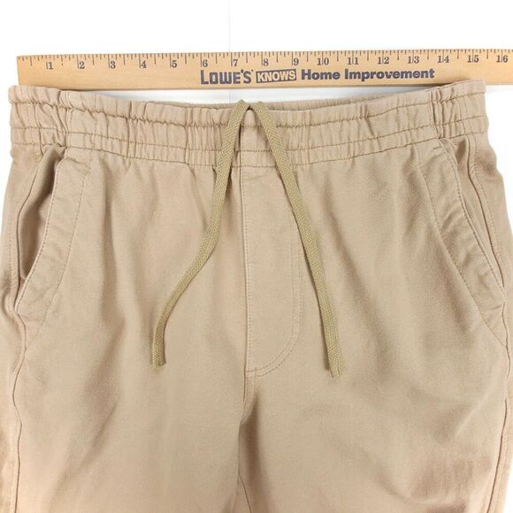 UNIQLO Washed Jersey Ankle Pants Woven Drawstring Cargo Beige Tan Mens Medium - Picture 2 of 7